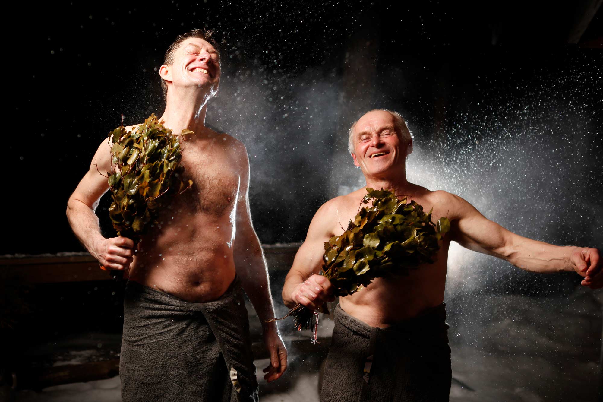 Men in sauna